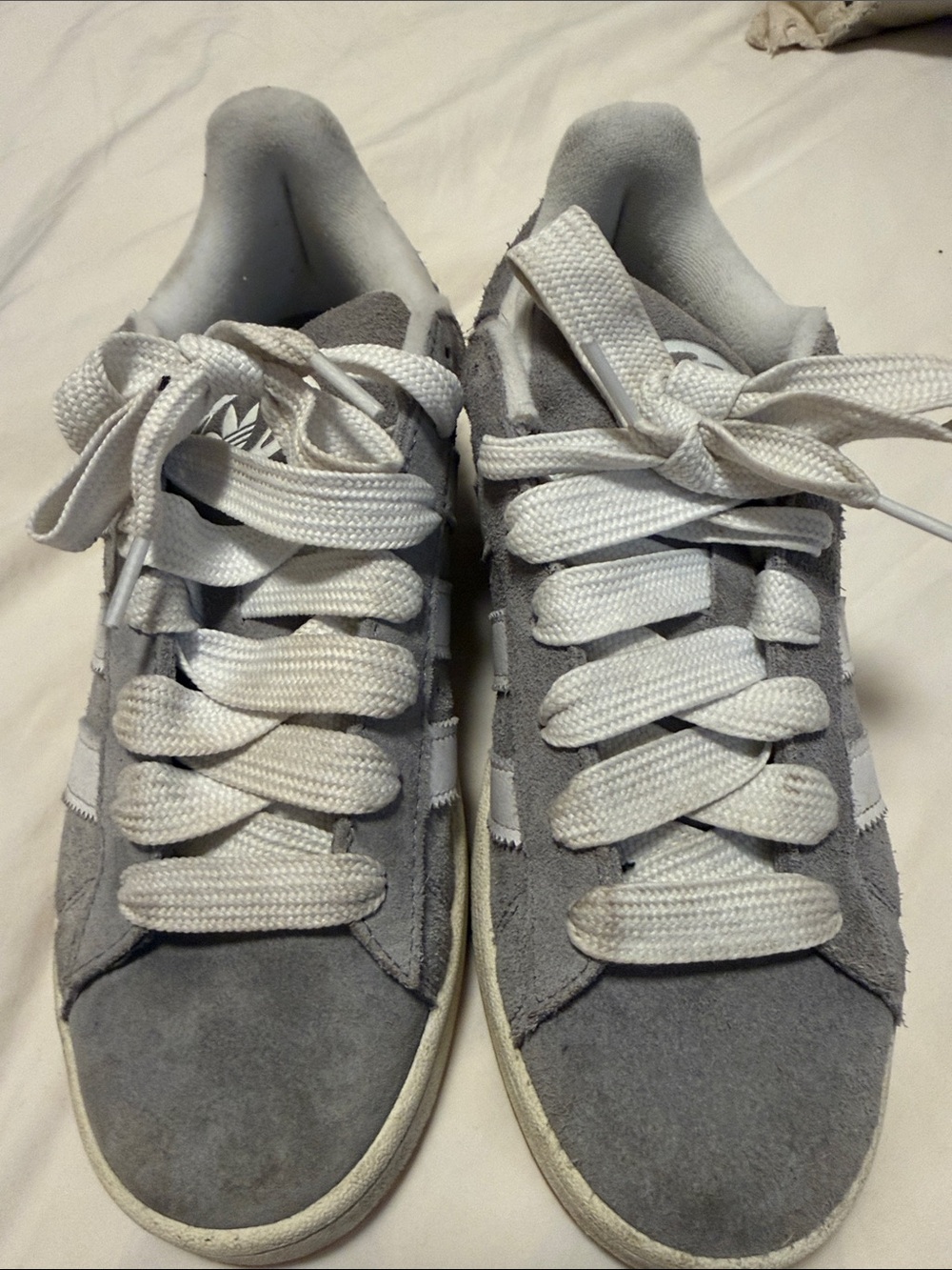 Adidas Gray Suede Sneakers with White Stripes